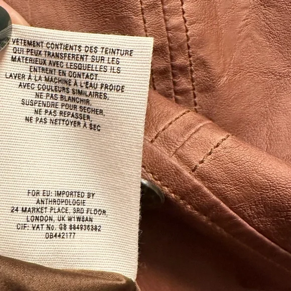 🚺 Anthropologie Hei Hei cognac brown vegan leather jacket - Picture 10 of 15